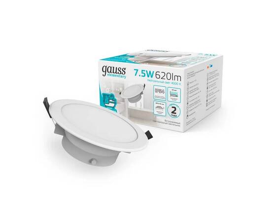 Встраиваемый светодиодный светильник Gauss Elementary Downlight 999420205, изображение 6