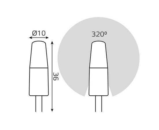 Лампа светодиодная Gauss G4 2W 3000K прозрачная 107707102, изображение 2