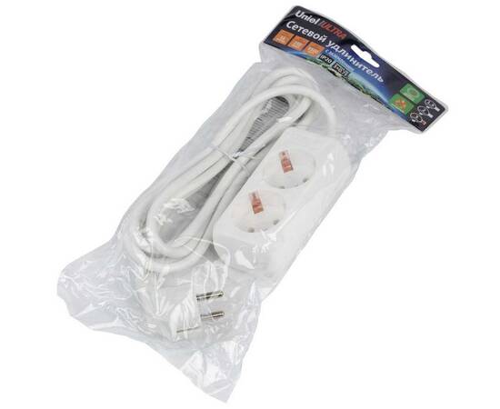 Удлинитель Uniel Ultra 2гн х 3м с/з S-GCU2-3 White UL-00009998, изображение 2