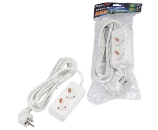 Удлинитель Uniel Ultra 2гн х 3м с/з S-GCU2-3 White UL-00009998, изображение 3
