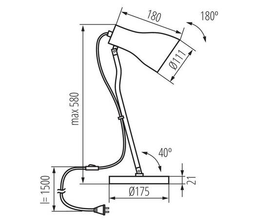 Настольная лампа Kanlux JUSI E27 B 36271, изображение 4