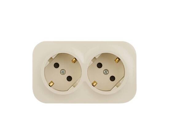 Розетка 2х2К+З Legrand Quteo 16A 250V со шторками слоновая кость 782267