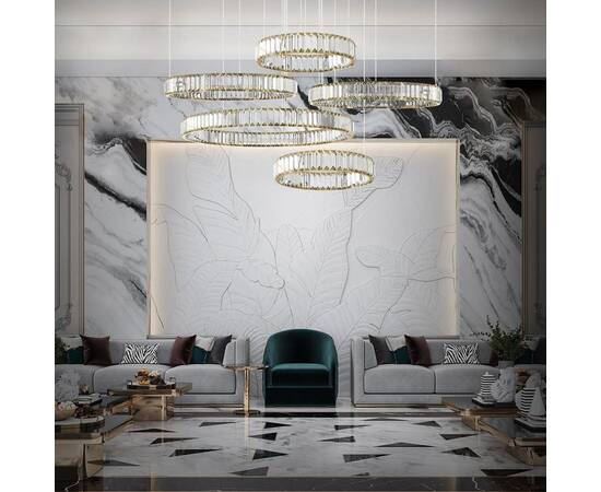 Подвесная светодиодная люстра Loft IT Crystal ring 10135/5 Gold, изображение 3