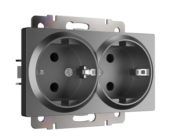 Розетка двойная с заземлением Werkel графит W1172064 4690389194443