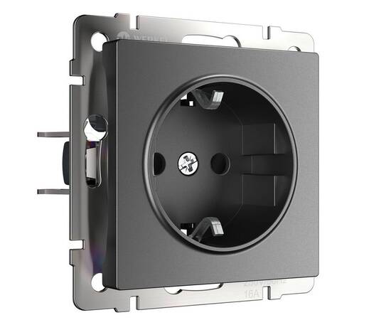Розетка с заземлением и шторками Werkel графит W1171164 4690389194412