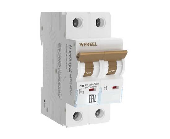 Автоматический выключатель Werkel 2P 10А C 4,5кА W902P104 4690389192609