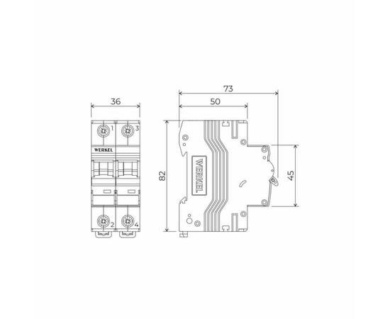 Автоматический выключатель Werkel 2P 25А C 4,5кА W902P254 4690389192708, изображение 2