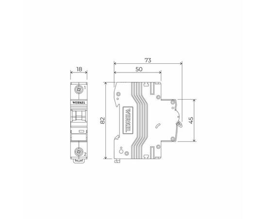 Автоматический выключатель Werkel 1P 20А C 6кА W901P206 4690389192586, изображение 2
