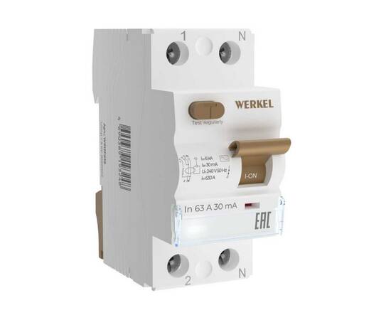 Устройство защитного отключения Werkel 1P+N 63A 30mА АС 6kА W912P636 4690389193125