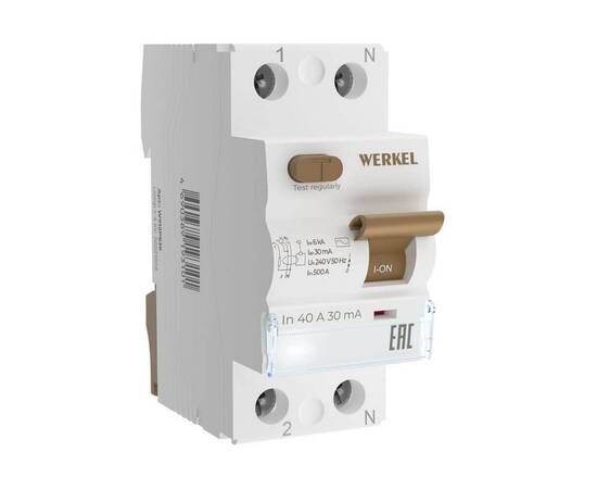 Автоматический выключатель Werkel 1P+N 40 A 30 mА АС 6 kА W912P406 4690389193101