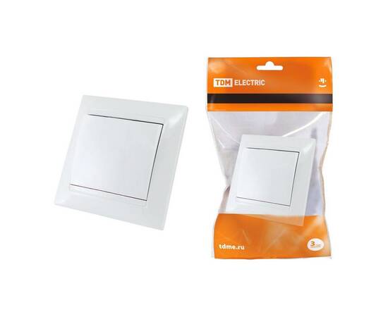 Выключатель одноклавишный TDM Electric Лама 10А 250V с подсветкой белый SQ1815-0001