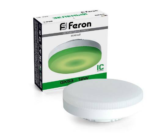 Лампа светодиодная Feron GX53 12W Таблетка Зеленая LB-455 48560