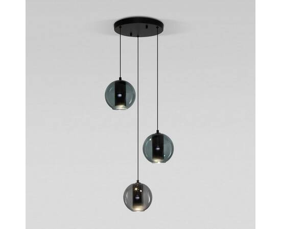 Подвесная светодиодная люстра Eurosvet Cobble 50258/3 LED дымчатый/бирюзовый
