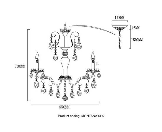 Подвесная люстра Crystal Lux Montana SP9, изображение 2