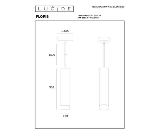 Подвесной светильник Lucide Floris 35413/01/30, изображение 2