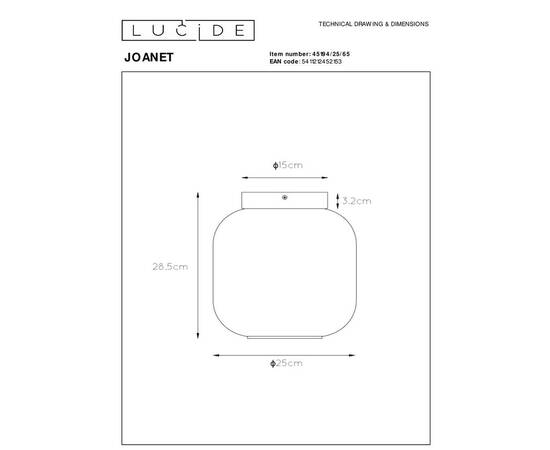 Потолочный светильник Lucide Joanet 45194/25/65, изображение 2