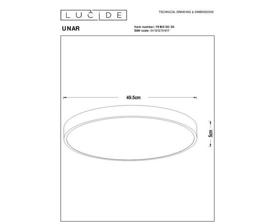 Потолочный светодиодный светильник Lucide Unar 79185/50/30, изображение 2
