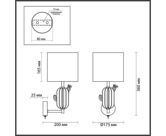 Бра Odeon Light Exclusive Modern Cactus 5425/1W, изображение 6