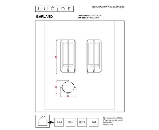 Уличный светильник Lucide Garland 27823/38/30, изображение 2