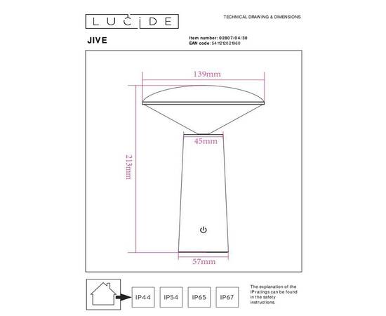 Уличный светодиодный светильник Lucide Jive 02807/04/30, изображение 2