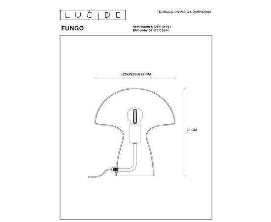 Настольная лампа Lucide Fungo 10514/01/61, изображение 2