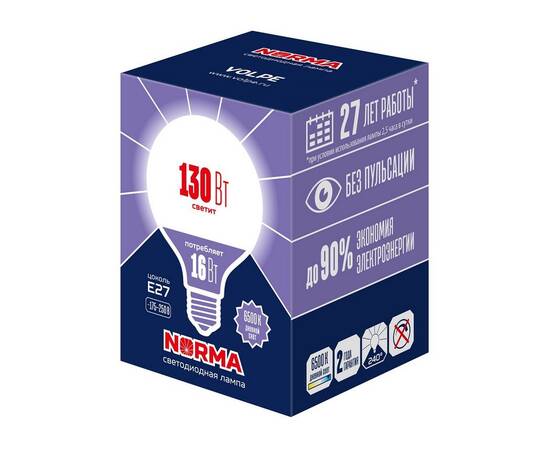 Лампа светодиодная Volpe E27 16W 6500K матовая LED-G95-16W/6500K/E27/FR/NR UL-00010995