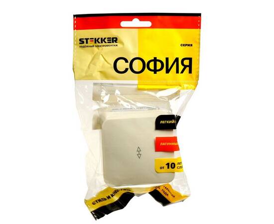 Переключатель одноклавишный Stekker слоновая кость MSW10-12-04 49478, изображение 3