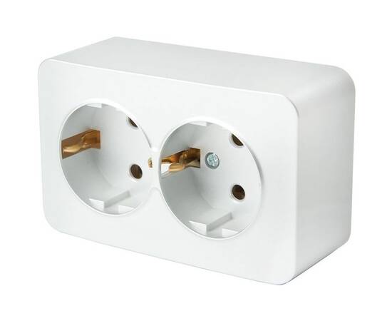 Розетка двойная 2P+PE Stekker София белый MST16-12-01 49304