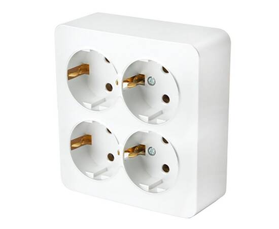 Розетка 4-местная 2P+PE Stekker София белый MST16-14S-01 49310