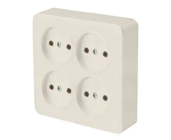 Розетка четырехместная 2P Stekker слоновая кость белый MST10-14S-04 49507