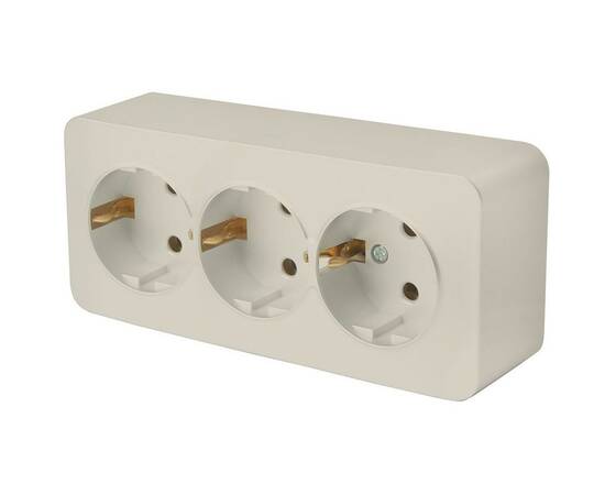 Розетка тройная 2P+PE Stekker София слоновая кость MST16-13-04 49501