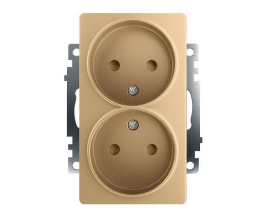Розетка двойная 2P Stekker Катрин со шторками золото GLS10-7113-08 49225