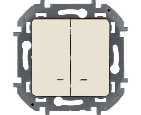 Выключатель двухклавишный с подсветкой/индикацией - INSPIRIA - 10 AX - 250 В~ - слоновая кость