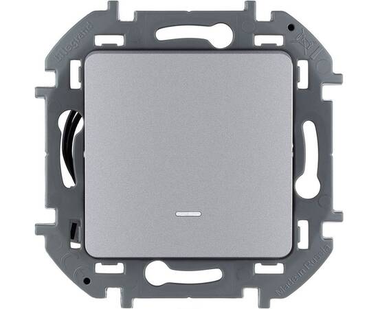 Выключатель одноклавишный с подсветкой/индикацией - INSPIRIA - 10 AX - 250 В~ - алюминий