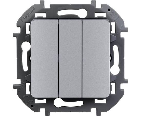 Выключатель трехклавишный - INSPIRIA - 20 AX - 250 В~ - алюминий