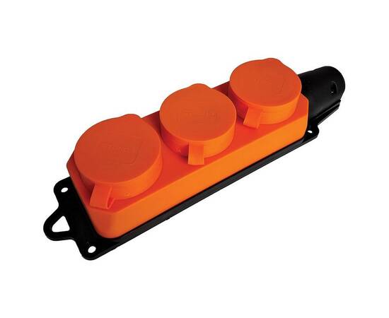 Розетка переносная тройная 2P+PE Stekker Одри с крышкой оранжевый RST16-23-44-5 49405