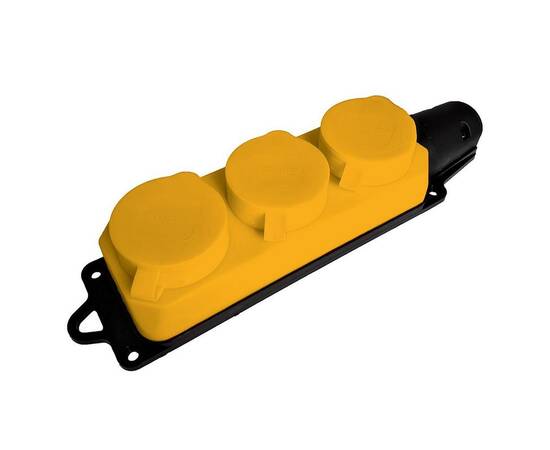 Розетка переносная тройная 2P+PE Stekker Одри с крышкой желтый RST16-23-44-6 49407