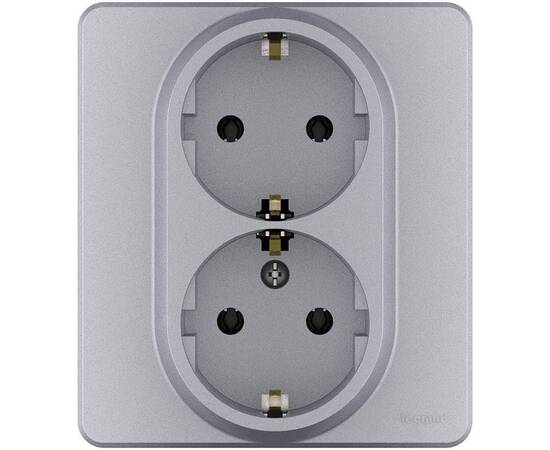 Розетка 2 x 2К+З - немецкий стандарт - 16 А - 250 В~ - INSPIRIA - алюминий