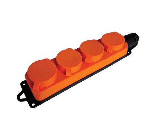 Розетка переносная 4-местная 2P+PE Stekker Одри с крышкой оранжевый RST16-24-44-5 49404