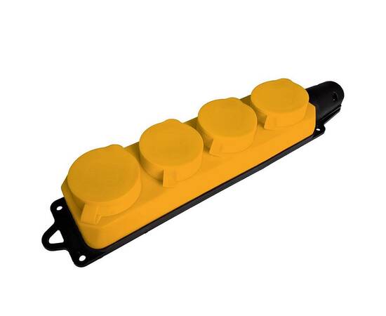 Розетка переносная 4-местная 2P+PE Stekker Одри с крышкой желтый RST16-24-44-6 49406