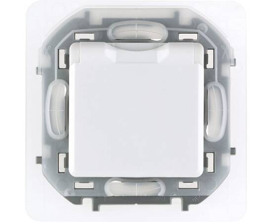 Розетка 2К+З IP 44 с откидной крышкой и шторками - немецкий стандарт - 16 А - 250 В~ - INSPIRIA - белый