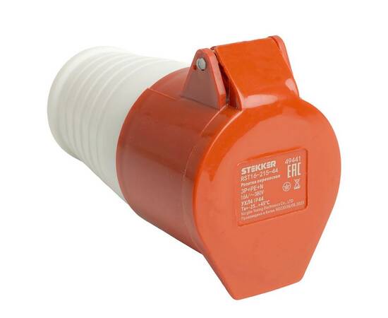 Розетка переносная 3P+PE+N Stekker с крышкой красный RST16-215-44 49441
