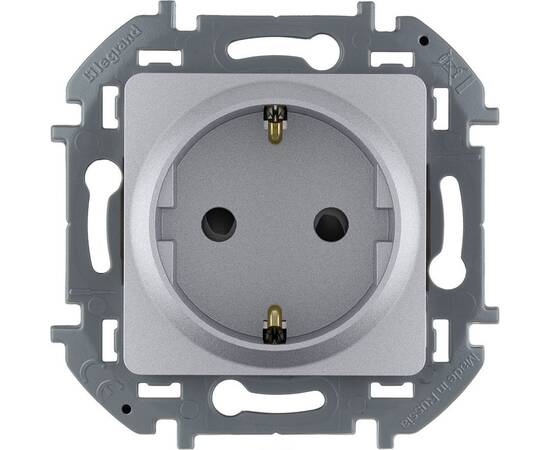 Розетка 2К+З со шторками - немецкий стандарт - 16 А - 250 В~ - INSPIRIA - алюминий