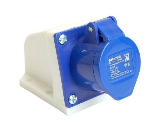 Розетка 2P+PE Stekker с крышкой синий RST16-113-44 49432