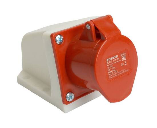 Розетка 3P+PE Stekker с крышкой красный RST16-113-44 49434