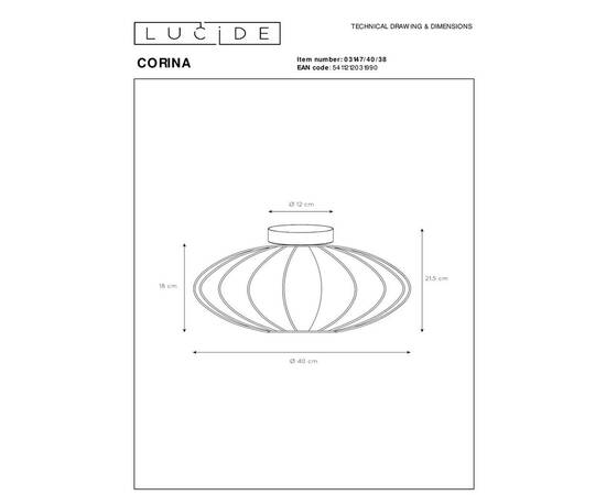 Потолочный светильник Lucide Corina 03147/40/38, изображение 2