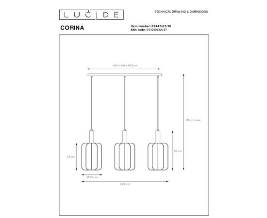 Подвесной светильник Lucide Corina 03447/03/30, изображение 2