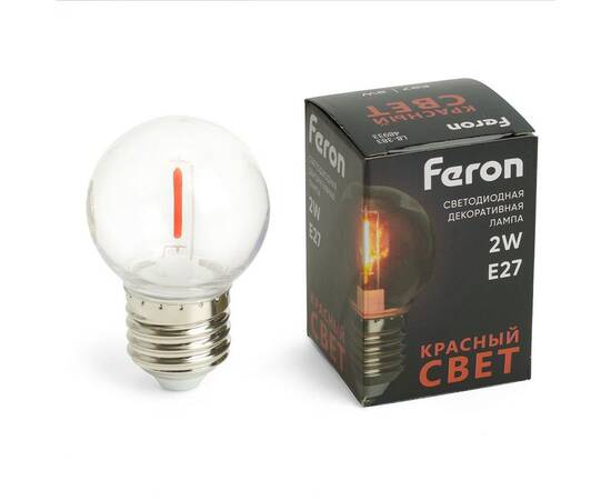 Лампа светодиодная Feron E27 2W красный прозрачная LB-383 48933