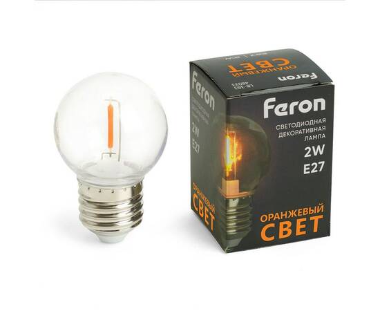 Лампа светодиодная Feron E27 2W оранжевый прозрачная LB-383 48932