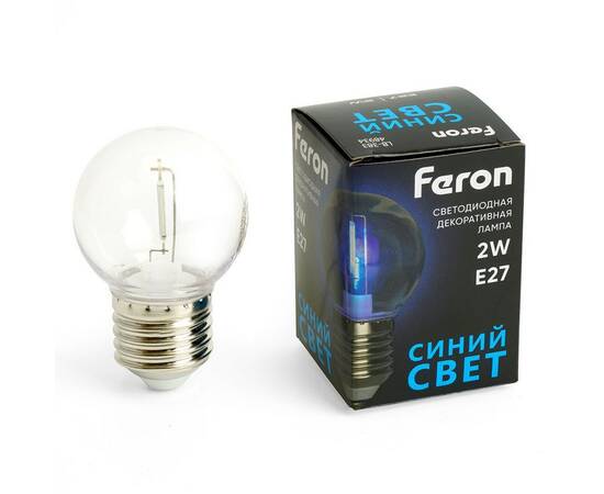 Лампа светодиодная Feron E27 2W синий прозрачная LB-383 48934